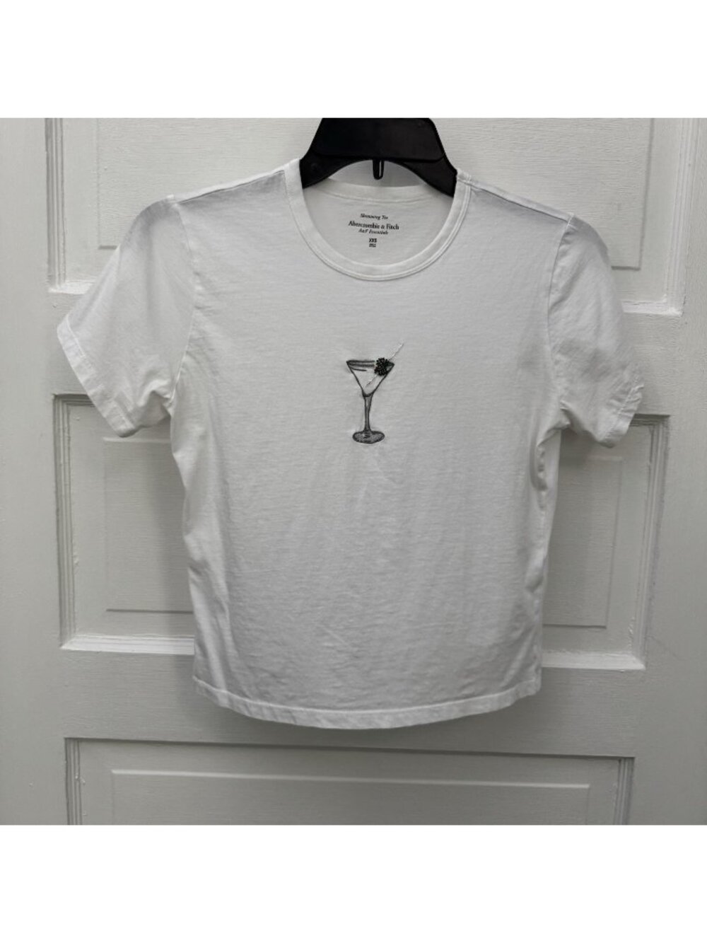 Abercrombie & Fitch XXS White Embroidered Martini Skimming Tee